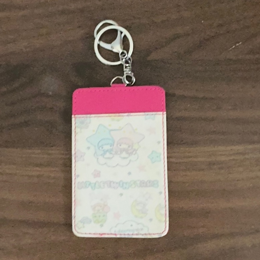 Little twin stars Pink Card Holder with Keychain